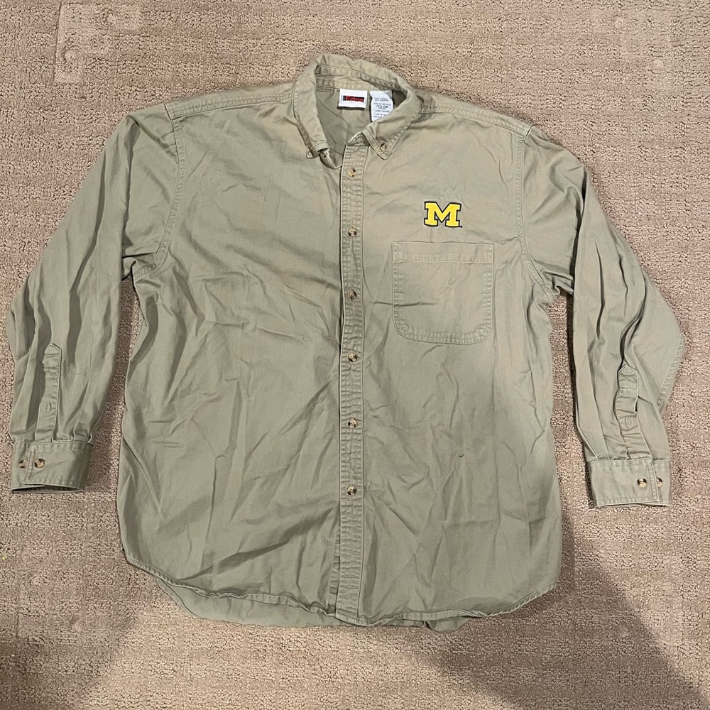 Michigan Long Sleeve Tan Button Up - Large